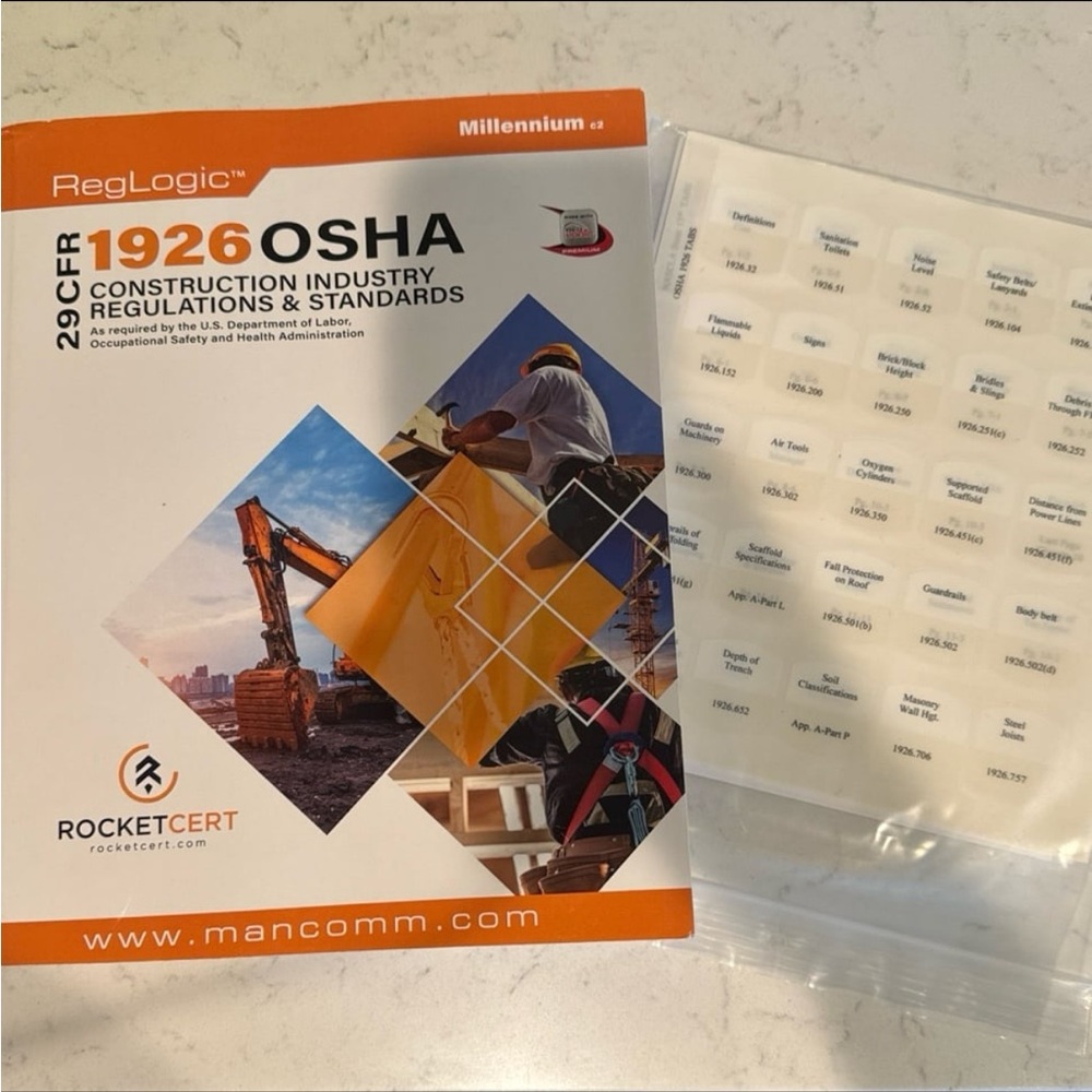 29 CFR 1926 OSHA Construction Industry, regulations and standards, paperback